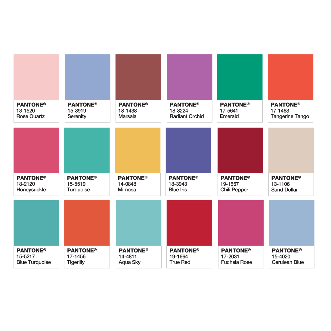 PANTONE COLORS OF THE YEAR 2016