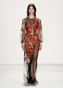 JENNY PACKHAM SHEER BLACK DRESS WITH RED FLOWERS