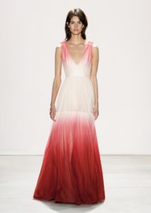 JENNY PACKHAM RED AND WHITE OMBRE LONG DRESS RASPBERRY POMEGRANATE COLOR