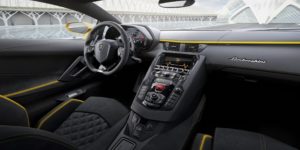 Lamborghini Aventador S black and yellow interior