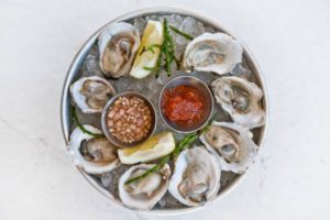Raw oysters in half shell