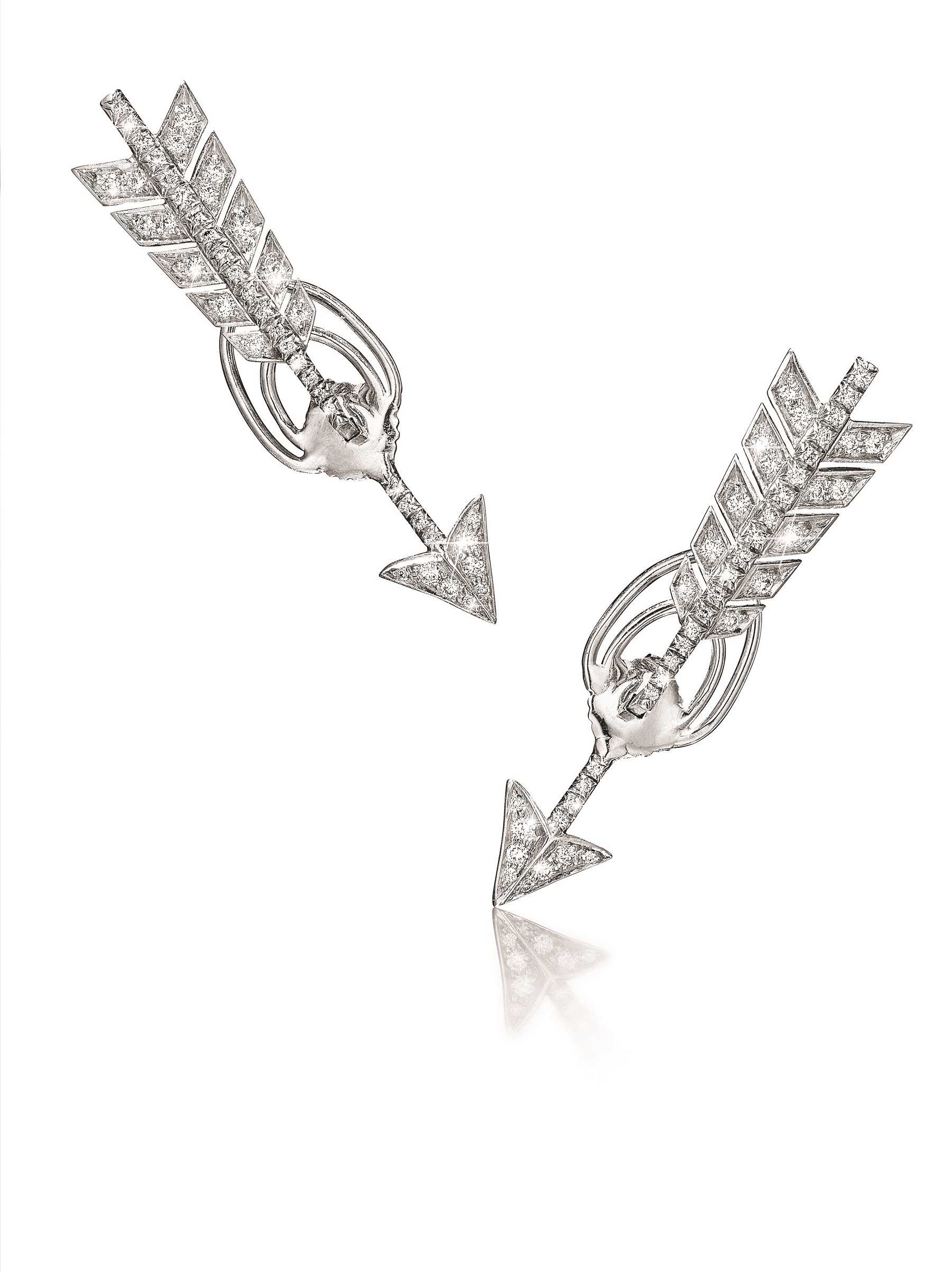 tefaf VERDURA Arrow Earrings set in Platinum and Diamonds