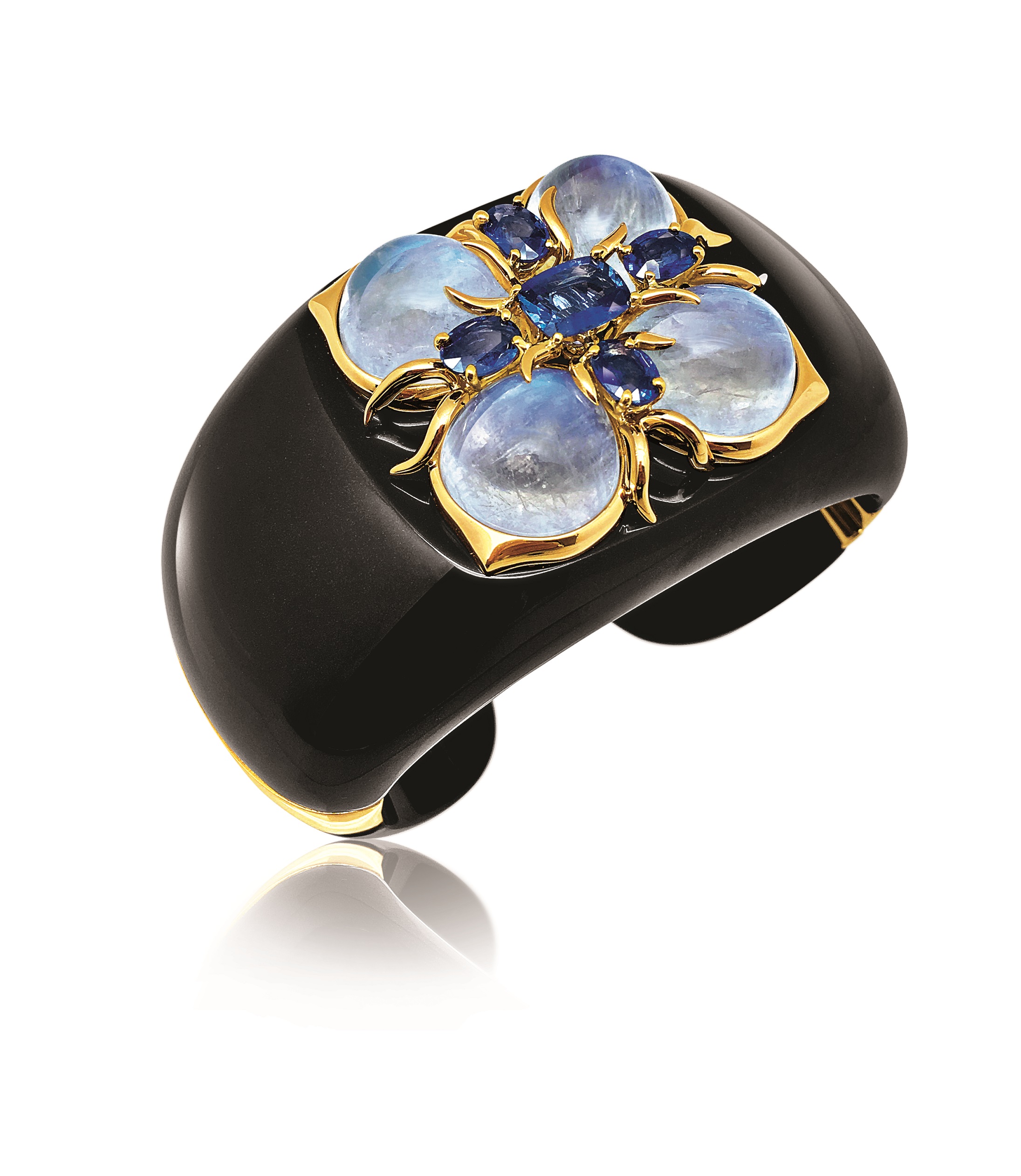 tefaf VERDURA Dogwood Cuff with Moonstones and Sapphires