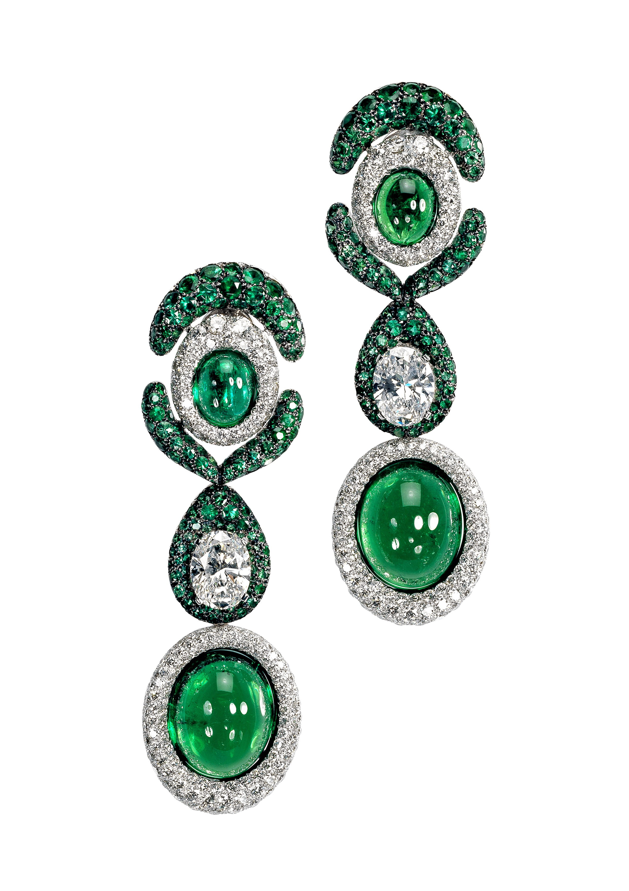 de Grisogono Diamond and Emerald Earrings