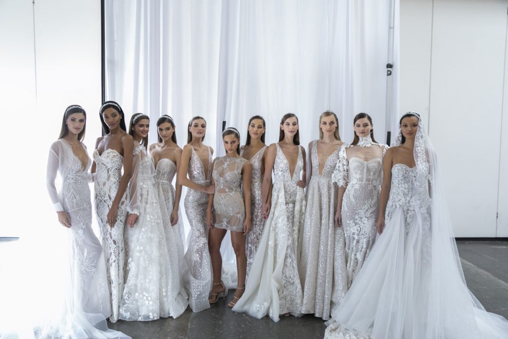 Berta Fall 2019 Runway Show NEW YORK, Oct 5: These Images are from the Berta 2019 Fall ruway show at Industria Studio during New York Bridal Fashion Week on October, 5, 2018, (Photo by Collin Pierson )