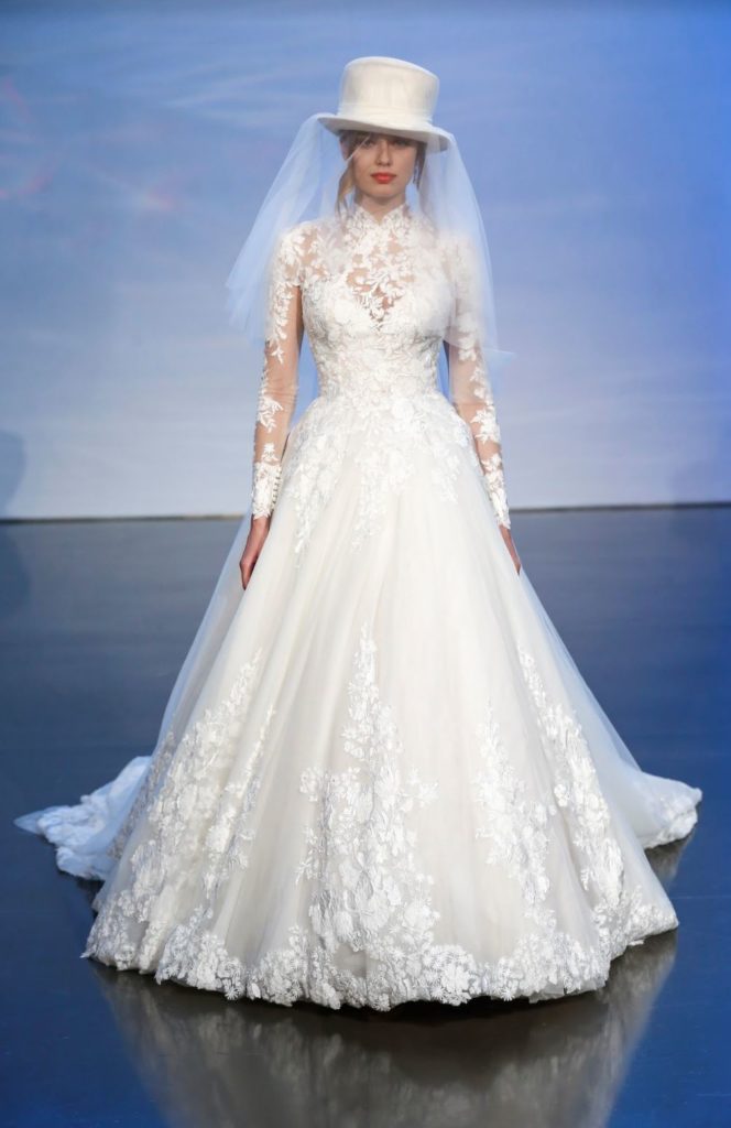 Justin Alexander SIGNATURE: CAMBRIDGE - Long Sleeve Laser Cut Lace Ball Gown